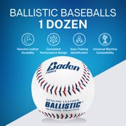 Baden Ballistic Leather Pitching Machine Baseballs, White, 9 Inch, 12-Pack