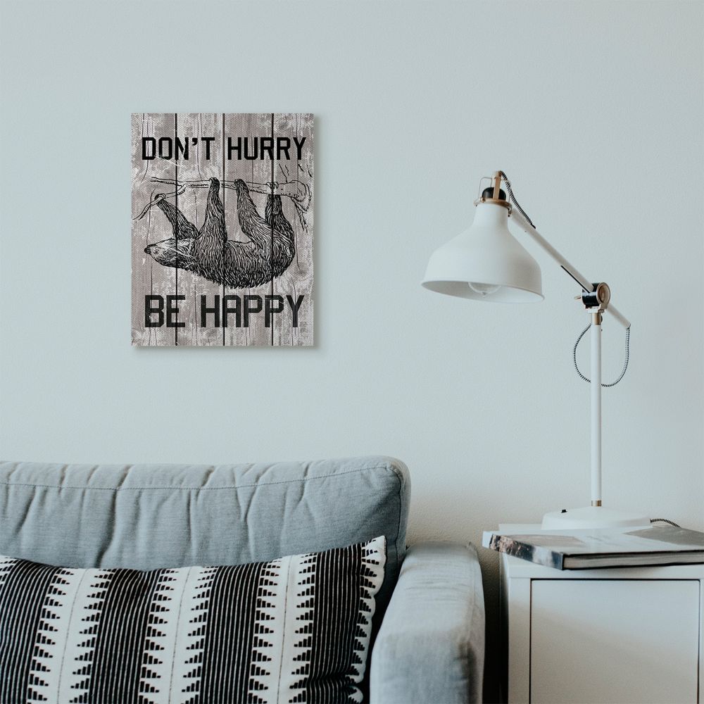 Stupell Industries Don't Hurry Funny Word Sloth Animal Textured Design Canvas Wall Art by Daphne Polselli