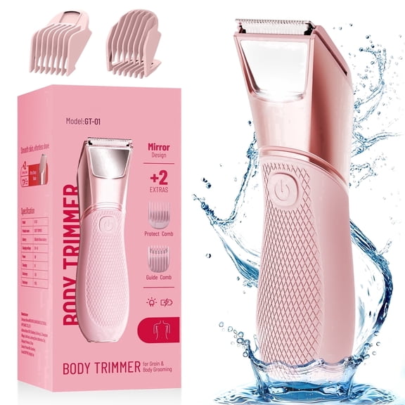 Nogroa Bikini Trimmer for Women, Electric Razors, Cordless Shaver with Ceramic Blade, IPX7 Waterproof Lady Facial Razor, Portable Rechargeable Body Pubic Hair Trimmer, Idea for Face, Underarm & Legs