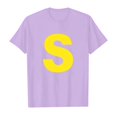 thumbnail image 4 of LUOGENLI Girls Pajamas Size 29 Cotton Children's Fashion Letter Printed T Shirt Casual and Comfortable Top for Boys and Girls Girls Pajamas Size 29 Shorts Set Light Purple Size 8-9 Years, 4 of 4