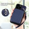thumbnail image 5 of Case for iPhone 13 Pro 6.1", Detachable Crossbody Strap Wallet Case with Card Slots, Stand Ring Flip PU Leather Protective Cover Lanyard for Women for iPhone 13 Pro, Darkblue, 5 of 8