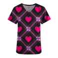 thumbnail image 4 of Abomasnow Scrubs for Women Plus Size V Neck Short Sleeve Nursing Tees Valentine's Day Heart Graphic Nurse Uniform S-5XL, 4 of 5