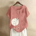 thumbnail image 2 of ZQUUVOU Womens T-Shirts Casual Short Sleeve Round Neck Printed Button Loose Fit Tops(Pink,5XL), 2 of 4
