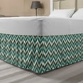 thumbnail image 1 of Turquoise Bed Skirt, Wavy Lines with Abstract Chevron Pattern Herringbone Stripes Retro Zigzag Image, Elastic Bedskirt Dust Ruffle Wrap Around for Bedding Decor, 4 Sizes, Multicolor, by Ambesonne, 1 of 2