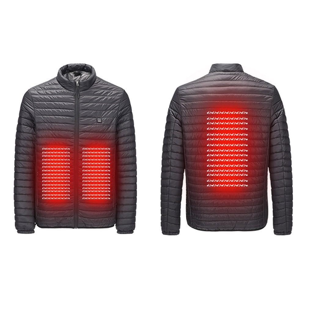 Mens Down Jackets,Males Cotton Zipper Smart USB Abdominal Coat Outwear Electric Heating Warm Jacket