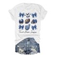 thumbnail image 1 of TSADFHJI Hauts de Noël Élégants pour Femmes Plus T-Shirt Décontracté Imprimé Rugby Col Rond Coupe Ample Manches Courtes S Blanc, 1 of 3
