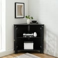 thumbnail image 5 of Walker Edison Transitional Fretwork Doors Corner Accent Cabinet, Black, 5 of 10