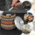 thumbnail image 4 of Yayeee Ashtray with Lid for Cigarette Smokeless Stainless Steel Home Ash Holder, Brown Geometric, 4 of 7