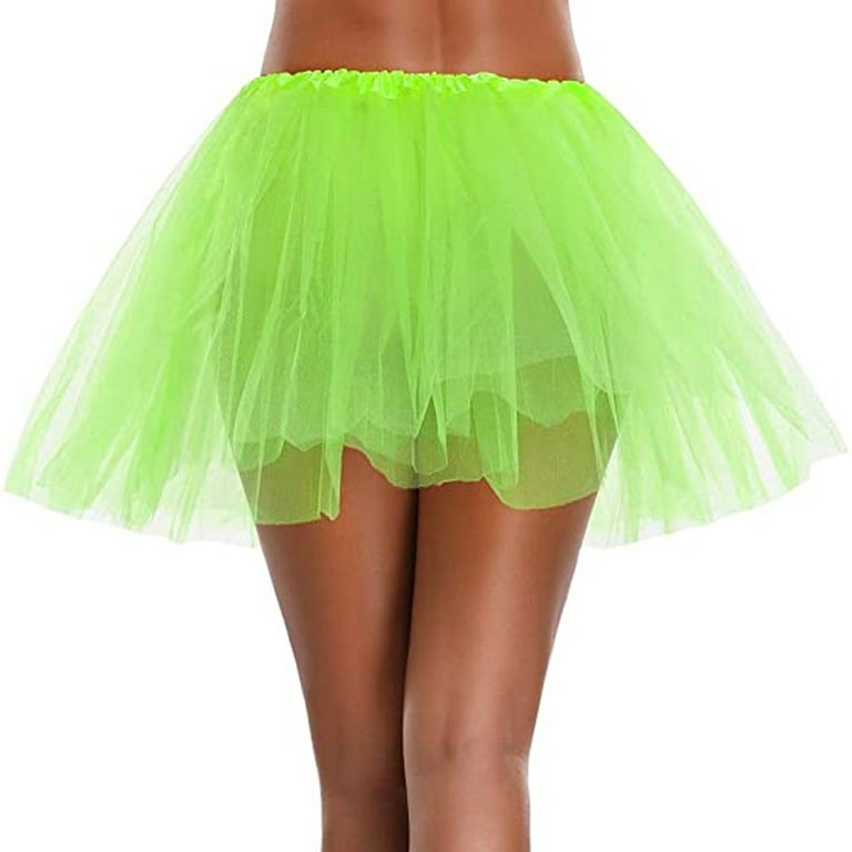 Babysbule Clearance Women Skirts Womens High Quality Pleated Gauze Short Skirt Adult Tutu Dancing Skirt 3 Layered, Women's, Size: One size, Green