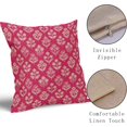 thumbnail image 2 of Hot Pink Floral Block Print Pillow Covers 16x16 Inch Set of 2, Vintage Flower Pattern Decorative Throw Pillowcases Outdoor Farmhouse Cushion Covers Spring Summer Rustic Sofa Couch Bed Decor, 2 of 2