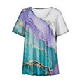 thumbnail image 4 of Fiudx Ofertas Del Día Blusa Estampada con Cuello En V y Mangas Cortas Informales para Mujer a La Moda, Blusas con Pliegues, 4 of 4