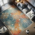 thumbnail image 4 of Ambesonne Abstract Decorative Rug Carpet, Futurist Floral Lines Art, 5' 1" X 7' 5", Vermilion and Sea Blue, 4 of 5