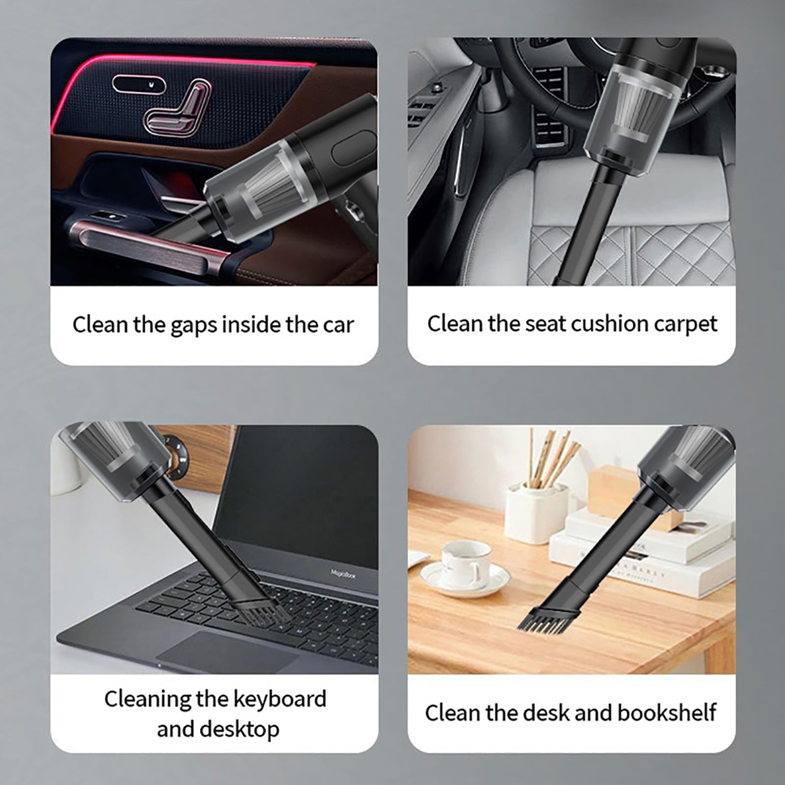 ddioayh Wireless Rechargeable Portable Car Vacuum Cleaner, Handheld Wet/Dry Vacuum for Car Interior Detailing, Home and Office Use, Lightweight and Compact Design with High-Power Suction