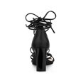thumbnail image 2 of BLISSFUL STEP Women's Lace Up Strappy Block High Heels Sandals Black 6, 2 of 7