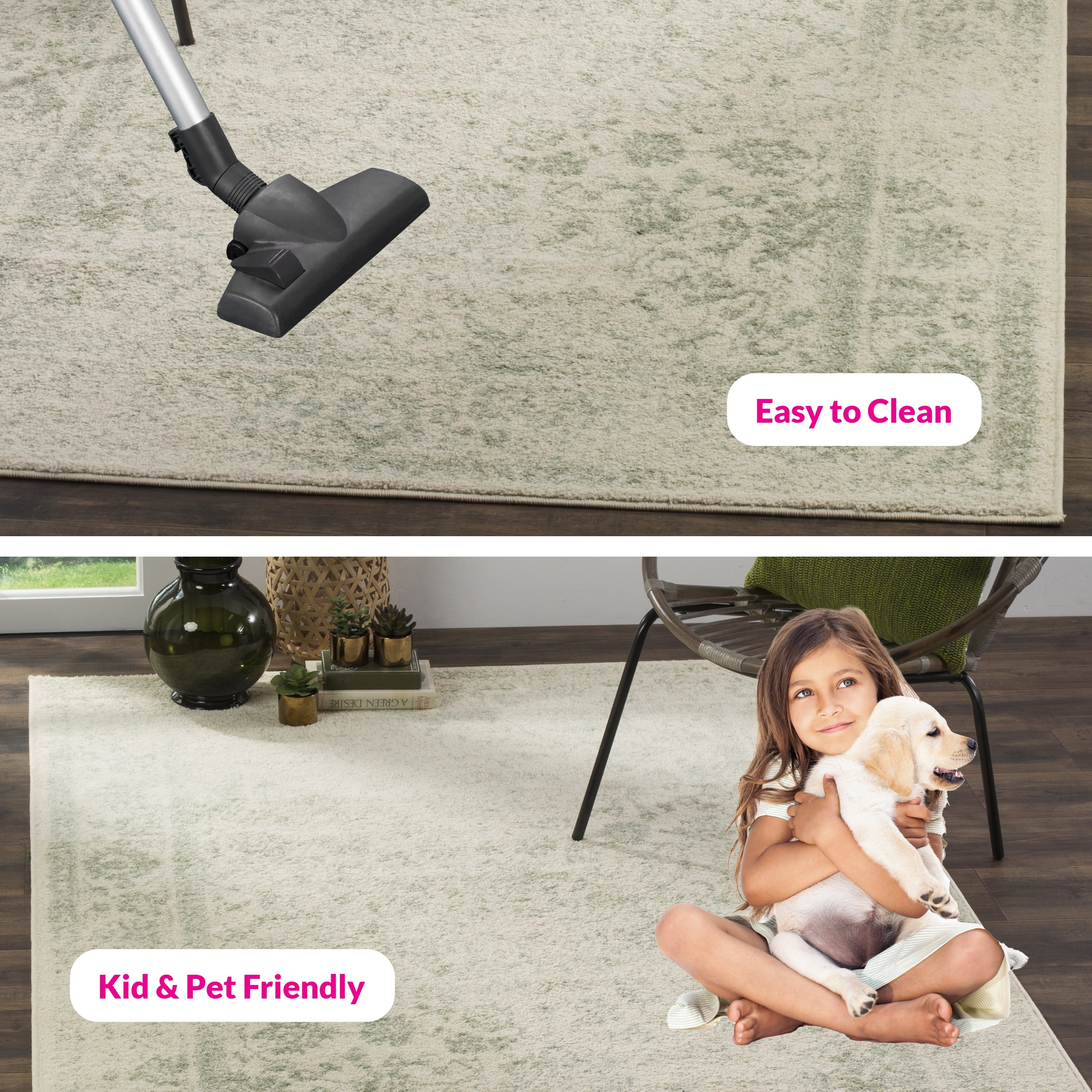 SAFAVIEH Adirondack Wyatt Traditional Distressed Area Rug, Ivory/Sage, 6' x 6' Square - Transitional Modern Design, Ivory & Sage, Ideal for Living Room, Bedroom, Dining Space