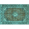 thumbnail image 1 of Ahgly Company Indoor Rectangle Medallion Turquoise Blue Traditional Area Rugs, 8' x 12', 1 of 4
