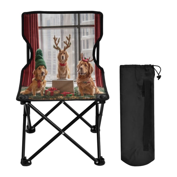600D Oxford Camping Chair Portable Foldable Chair Supports 220 lbs for Picnic, Fishing, Backpacking Three Dogs