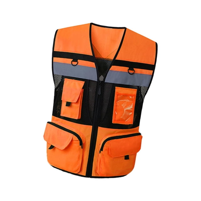 Minnieouse Reflective Vest with Pockets Comfortable for Attendants Parking Camisetas sin mangas Naranja S