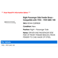 thumbnail image 2 of Right Passenger Side Fender Brace - Compatible with 1955 - 1959 GMC 100 1956 1957 1958, 2 of 2