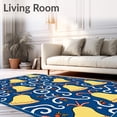 thumbnail image 2 of ODIKA 4'x6' Machine Washable Non-Slip Area Rug, Elegant Frosted Sleigh Bell Array with Stylized Ribbon and Berry Sprigs High Traffic Rug with Pad, Blue, 629831, 2 of 8
