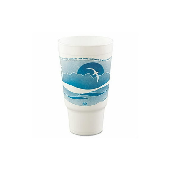 Dart 32AJ20H-168200 32 oz Horizon Hot & Cold Foam Drinking Cups, Teal & white - 16 & 25 Bags
