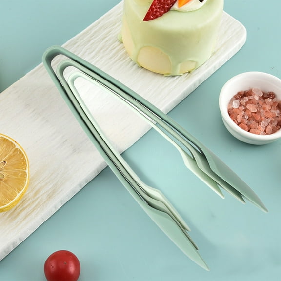 Nkmbld 3Pcs Salad Tongs Food Clip Barbecue Steak Grill Clips Easy to Clean Hygienic Suitable for Frying Grilling and Serving, Green