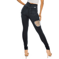 thumbnail image 3 of Aphrodite DARK BLUE Girls' Juniors' Ripped High-Rise Skinny Jeans, 9, 3 of 3