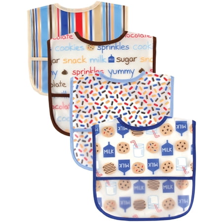(2 Pack) Luvable Friends Baby Boy and Girl PEVA Bib, 4-Pack