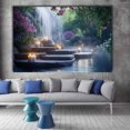 thumbnail image 2 of Mudket Framed Canvas Wall Art Ready to Hang, Waterfall Steps Purple Floral Candle Zen Wall Art, Botanical Landscape Wall Decor for Bedroom Living Room Office Wedding Decor - 12"L x 8"W, 2 of 10