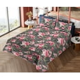 thumbnail image 4 of Ambesonne Vintage Fitted & Flat Sheet with Shams 4 Pcs Set, Roses Horizontal Lines Art, Calking, Pastel Pink and Olive Green, 4 of 5