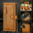 thumbnail image 1 of Kelvin Leather Flip Zipper Magnetic Wallet Phone Case Card Holder For iPhone 13 Pro Max (Orange), 1 of 9