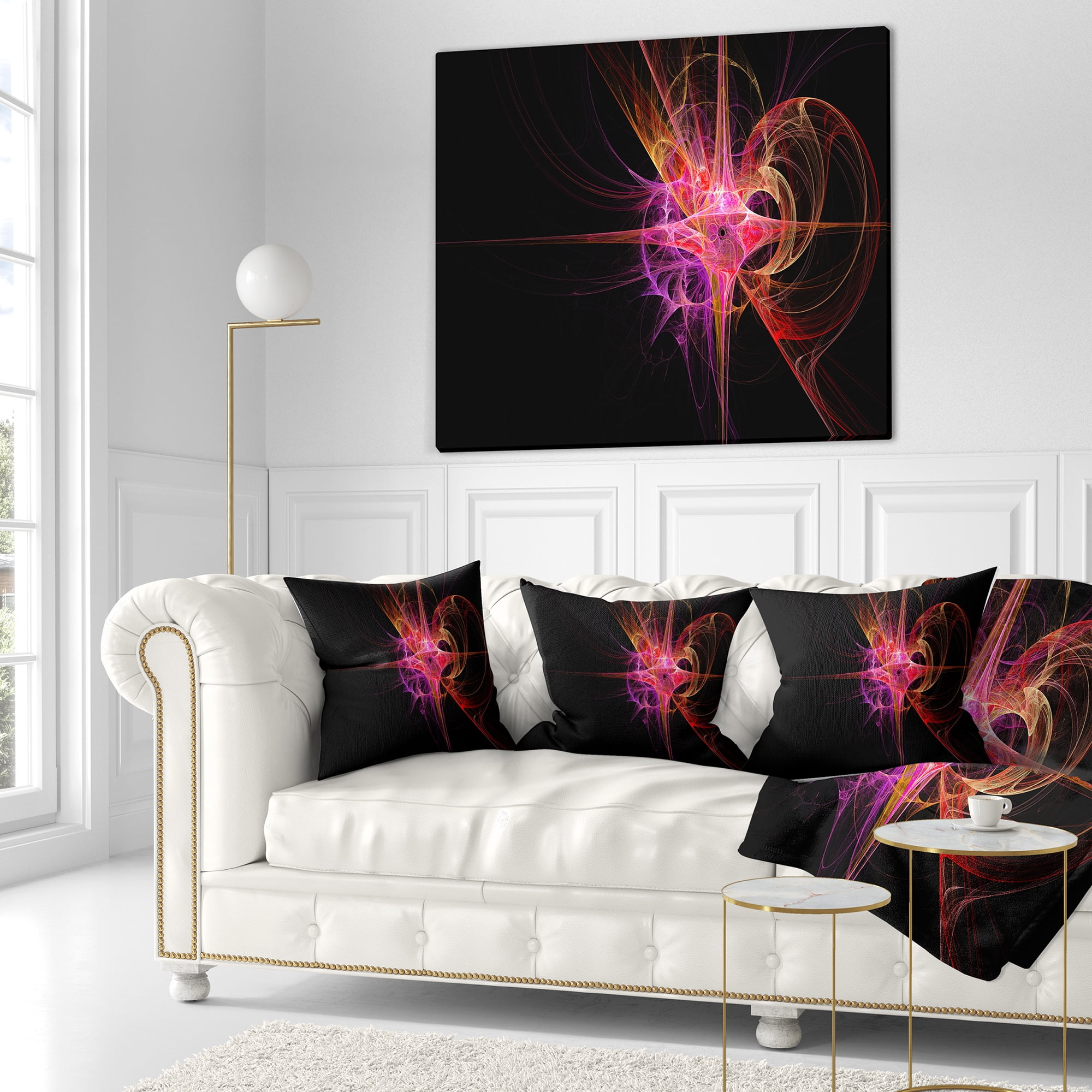 Designart Purple Bright Star - Abstract Throw Pillow - 16x16