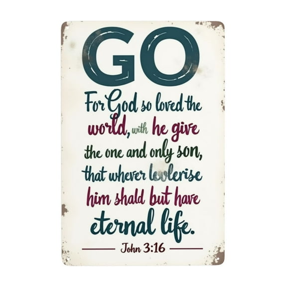 8x12 inch God So Loved The World Tin Sign,Christian Scripture Wall Art,Catholic Gifts For Bible Study, Church, Sunday School, Blessed Inspirational Wall Art For Daughter,Boys Room