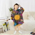 thumbnail image 6 of FORMRS Wearable Blanket Hoodie with Sleeves for Kids Cozy Flannel Sweatshirt, Futuristic Circles, 6 of 7