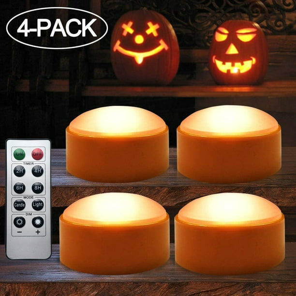 4Pack Halloween LED Pumpkin Lights Battery Operated Orange Pumpkin