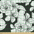 thumbnail image 2 of Ambesonne Floral Fabric by the Yard Upholstery, Vintage Style Cherry Flowers, 5 Yards, Charcoal Grey and White, 2 of 5