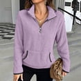 thumbnail image 5 of Womens Quarter Zip Pullover Sherpa Fleece Sweatshirt Oversized Zip Up Half Zip Seater Cozy Fuzzy Outerwear Pocket, 5 of 6