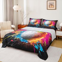 jejeloiu Volleyball Gamer Game Full Size Sheets,Boys Ball Sports Bed Sheets,Colorful Oil Painting Artwork Sheet Sets For Boys Teens,Super Cozy Room Decor,4-Piece