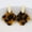 Gold Leopard, variant on Tortoise Shell Quatrefoil Floral Statement Earrings with Bras Bar for Women