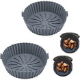 thumbnail image 1 of 2 piezas de revestimiento de silicona para freidora de aire (gris), los accesorios reutilizables para freidora de aire de 7 pulgadas son antiadherentes, a prueba de aceite e impermeables. Bandeja de h, 1 of 5