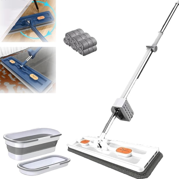 Trapeador Streamlinem, Trapeador Strealinem, Trapeador aerodinámico con 6 almohadillas de microfibra, Trapeador plano grande de estilo actualizado 2024, Trapeador giratorio 360 para polvo, sin lavado