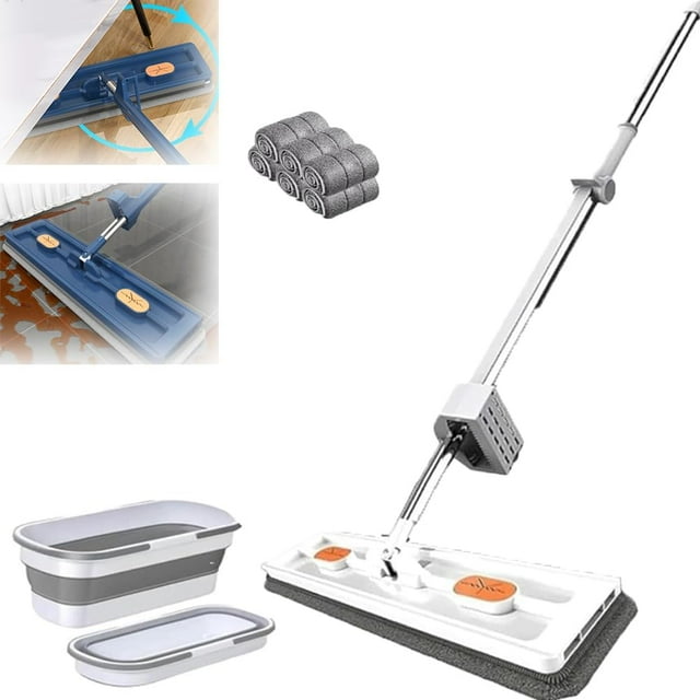 Trapeador Streamlinem, Trapeador Strealinem, Trapeador aerodinámico con 6 almohadillas de microfibra, Trapeador plano grande de estilo actualizado 2024, Trapeador giratorio 360 para polvo, sin lavado