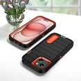 thumbnail image 5 of Case for iPhone 15 Plus/14 Plus, Heavy Duty Durable Military Grade Shockproof Protective Non-slip Kickstand Soft Silicone Hard PC 2 In 1 Hybrid Cover Case for iPhone 15 Plus/14 Plus, Black+Orange, 5 of 9