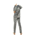 thumbnail image 4 of Womens Ladies Fleece PJ Pajama Set Grey Penguin With Hoodie Size S, 4 of 5