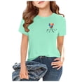 thumbnail image 2 of SXcggal Girls Short Sleeve Shirts Kids Summer Tops Crewneck Tees 3 13 Years Beautiful Cute Fashionable Girl Top, 2 of 6