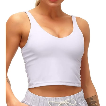 

QWZNDZGR Sports Bra for Women Longline Padded Bra Yoga Crop Tank Tops Fitness Workout Running Top