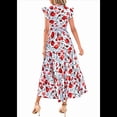 thumbnail image 3 of Vestido Midi Estampado con Escote en V, Mangas Plisadas y Volantes Imagen 1 XXL, 3 of 7
