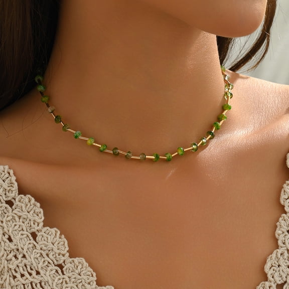 NICKSUN Knotted Beaded Necklace Boho Glass Beads Handmade Necklace for Women