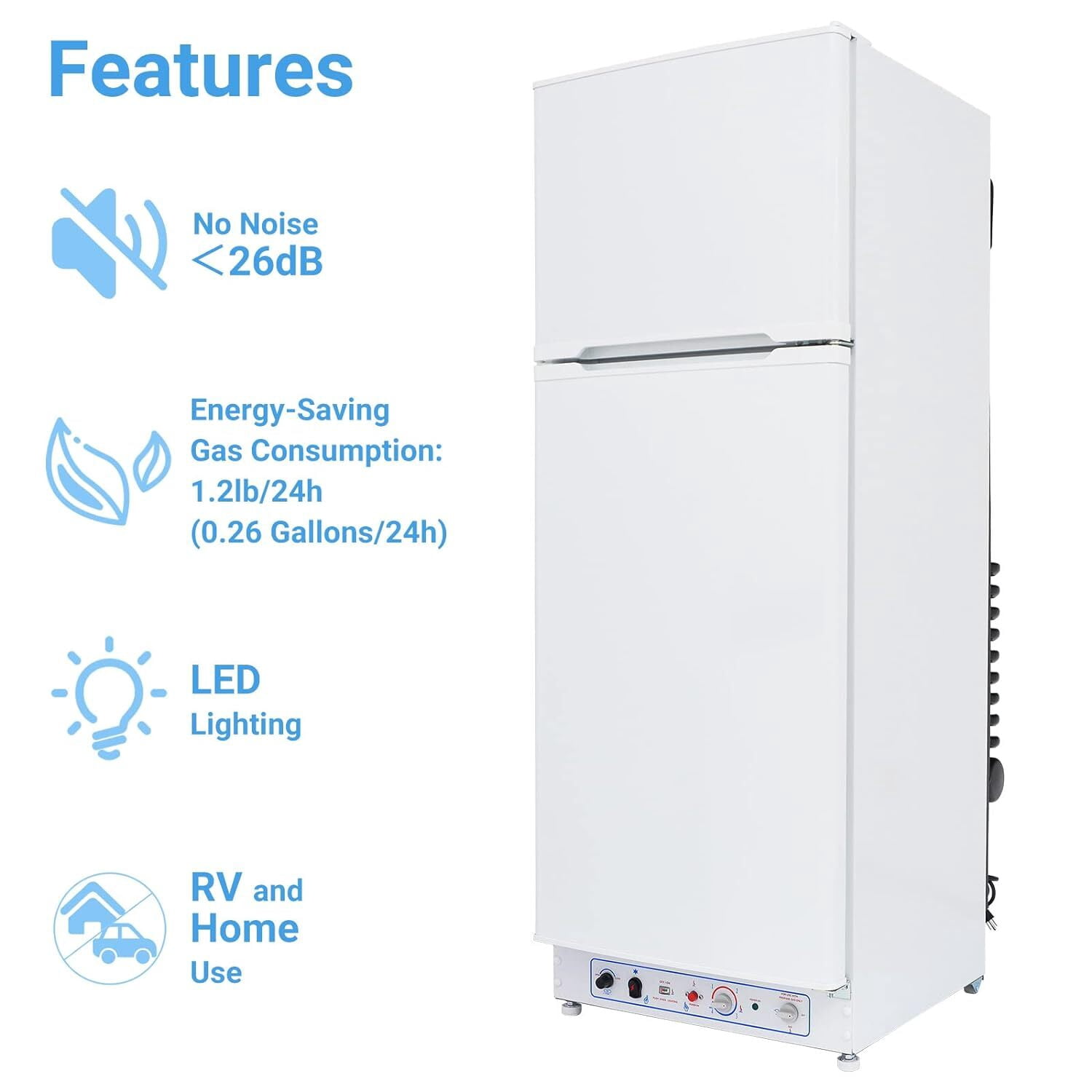 Semta 9.3 Cu ft Gas Propane Refrigerator Freezer RV Fridge off-grid 110V / LPG Silent