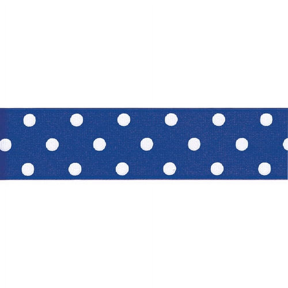 Offray Ribbon, Royal Blue with White Polka Dot 1 1/2 inch Grosgrain Polyester Ribbon for Sewing, Crafts, and Gifting, 9 feet, 1 Each